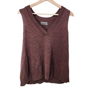 Anthropologie‎ Sleeveless Knit Sweater Vest US S UK 8 Cotton/Viscose Blend Brown